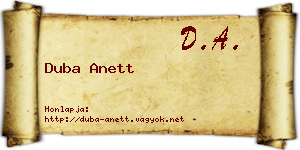 Duba Anett névjegykártya